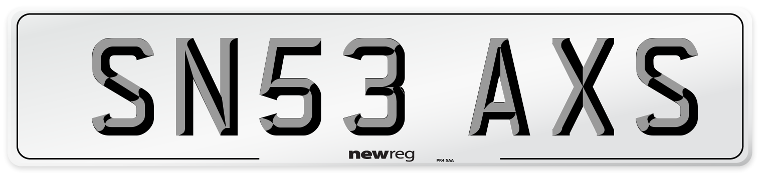 SN53 AXS Number Plate from New Reg